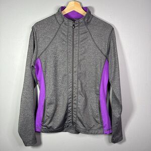 FootJoy Women's Medium Gray Purple Full Zip Performance Golf Jacket Stretch